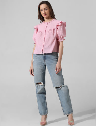 Pink Frill Trimmed Top