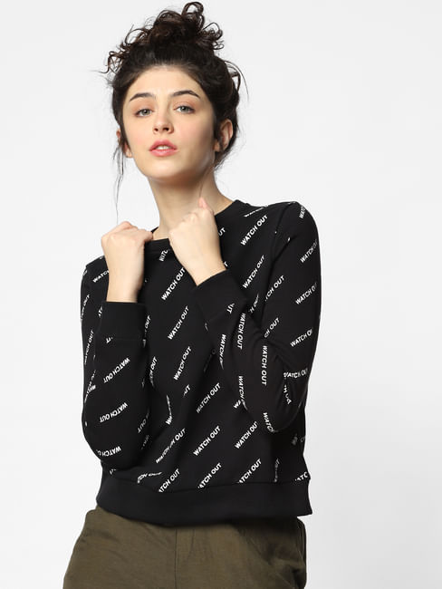 Black All Over Print Sweatshirt
