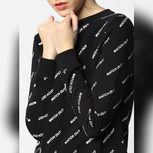 Black All Over Print Sweatshirt