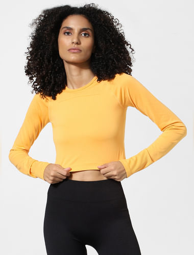 Yellow Cropped Training Top