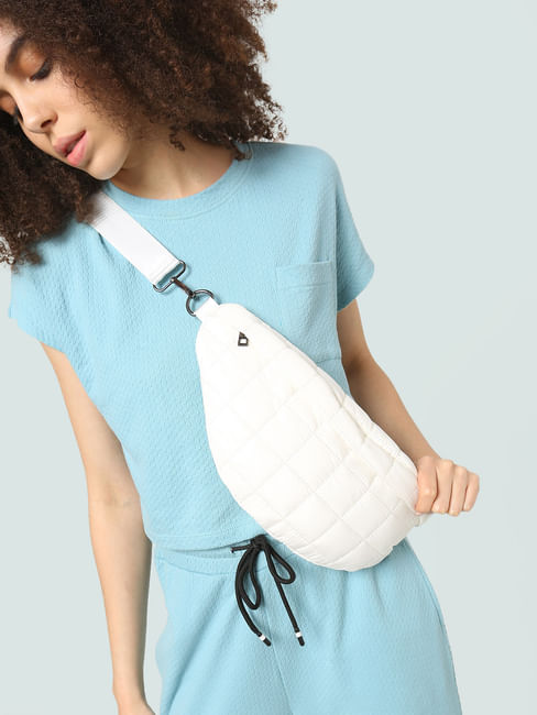 White Quilted Fanny Pack