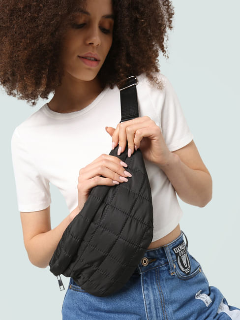 Black Quilted Fanny Pack