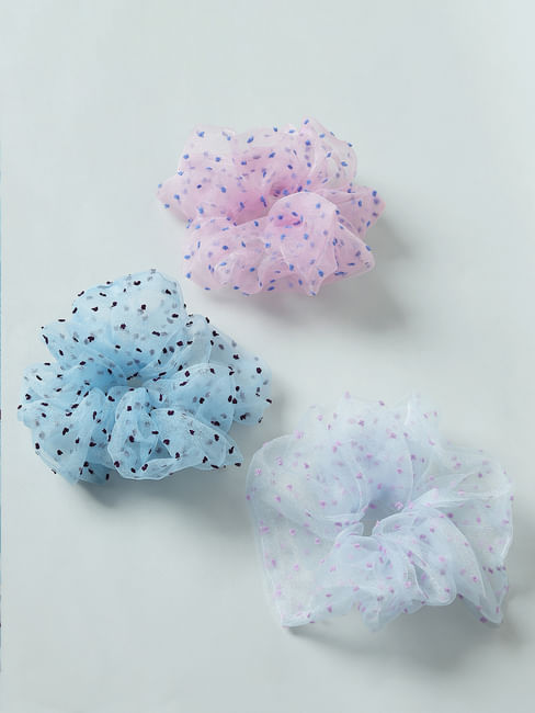 Multi-coloured Sheer Scrunchies - Pack of 3
