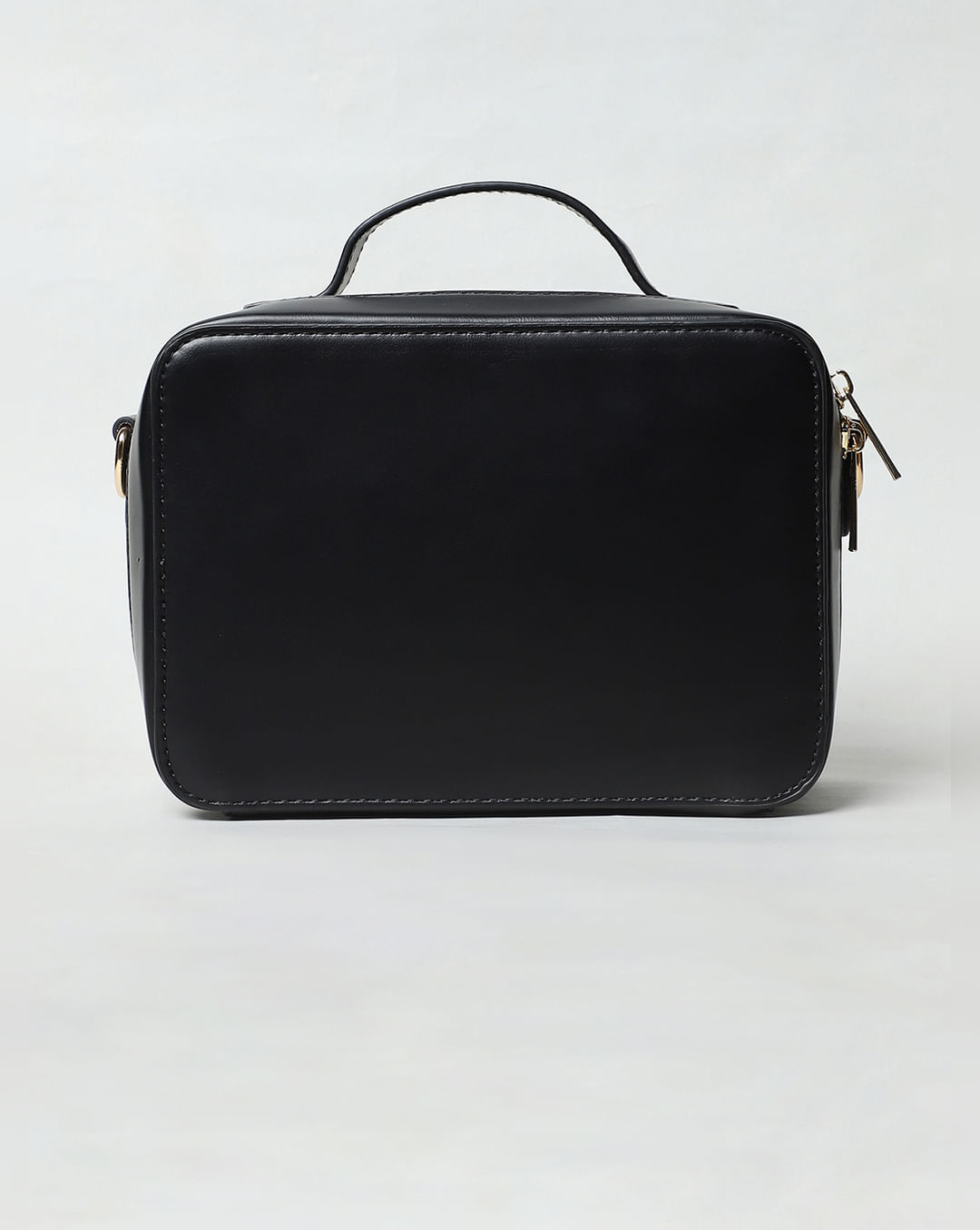 Black Leather Camera Cross-Body Bag