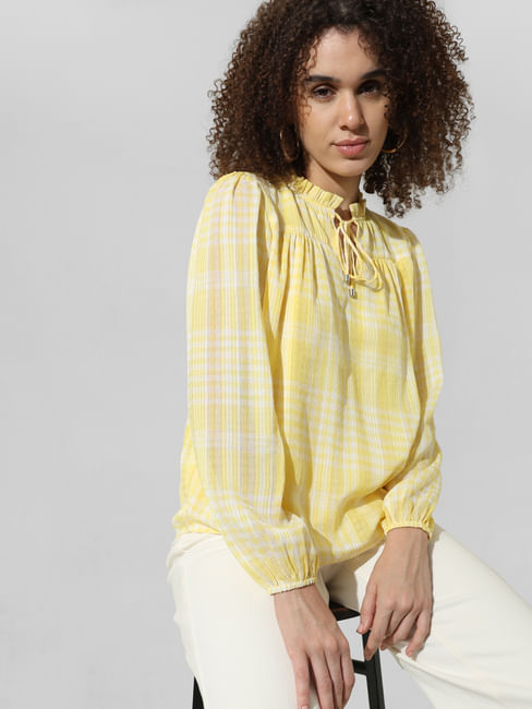 Yellow Check Tie-Up Top