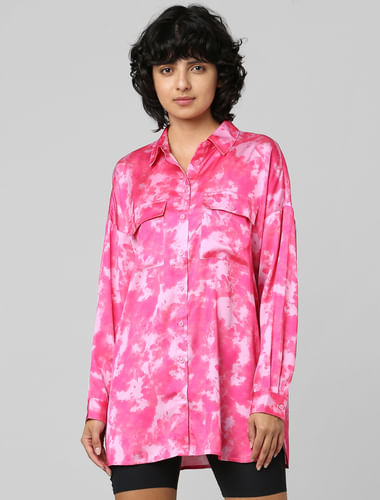 Pink Satin Long Shirt