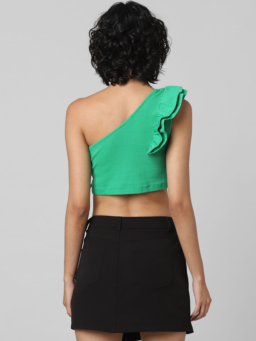 1 shoulder crop discount top