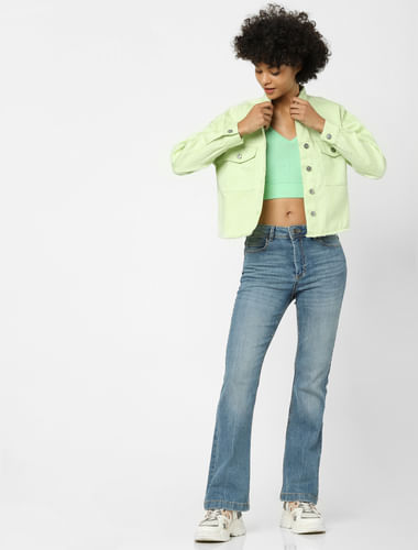 Green Cropped Shacket