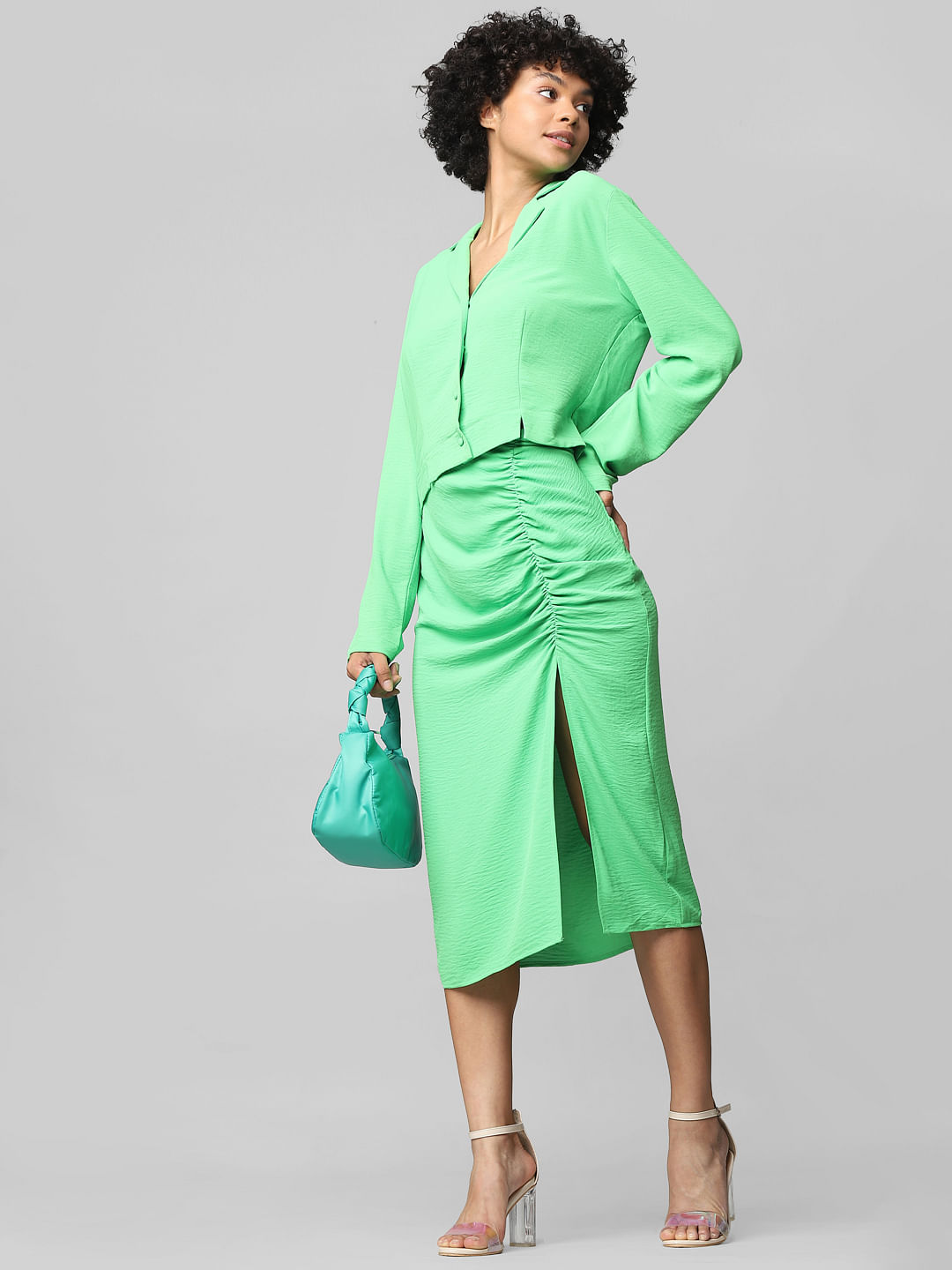 Buy Sage Green Silk Skirt Pistachio Silk Midi Skirt Green Silk Online in  India  Etsy