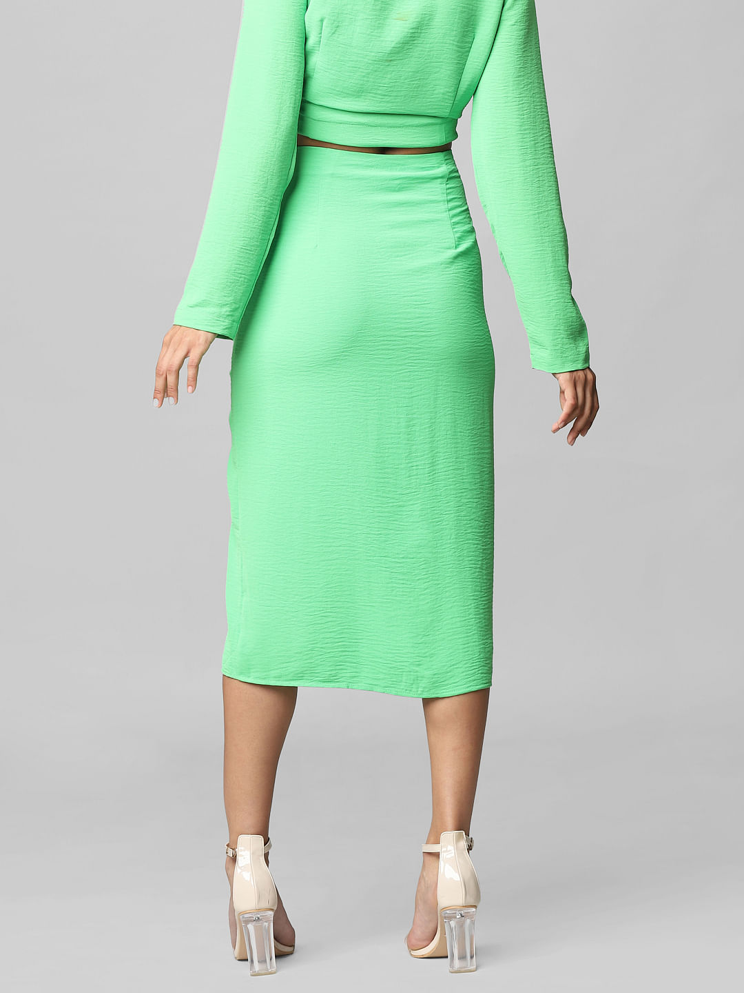 Green High Waist Co ord Midi Skirt