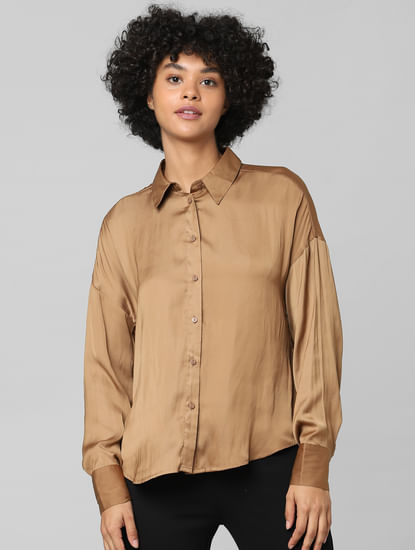 Brown Satin Shirt