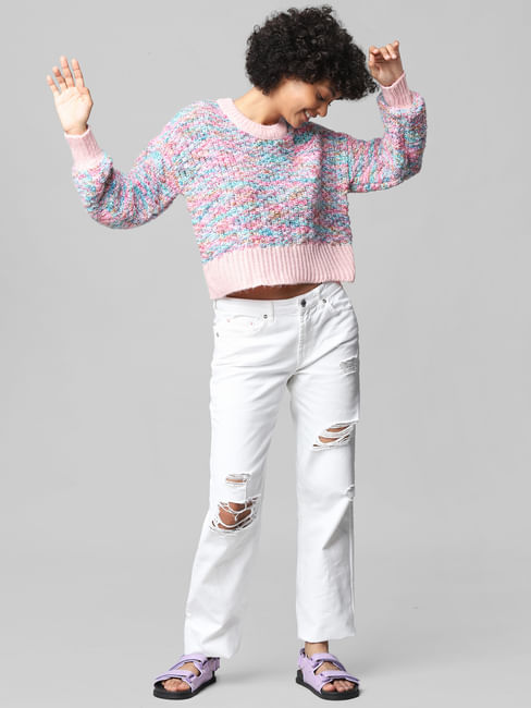 Pink Textured Pullover