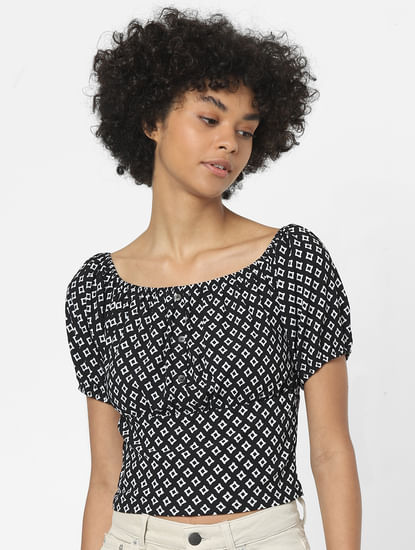 Black All Over Print Top