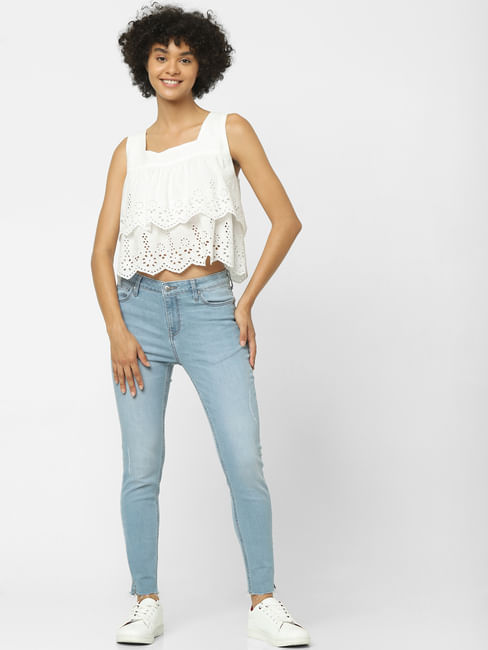 White Cutwork Embroidered Top