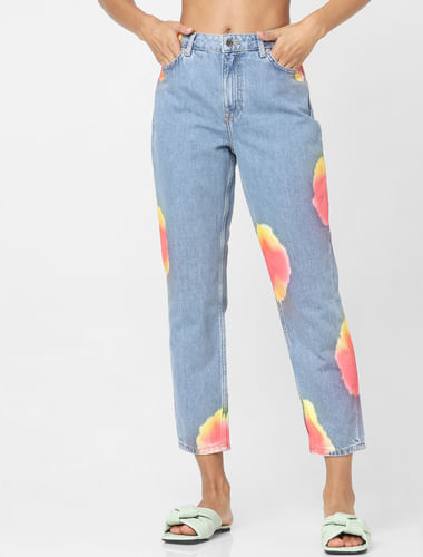 Blue High Rise Mom Jeans
