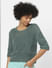 Green Pointelle Knit Top