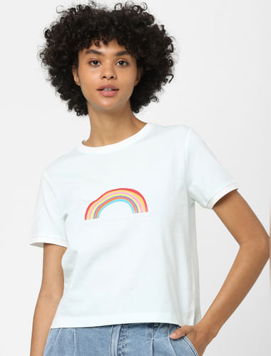 White Rainbow Print T-shirt