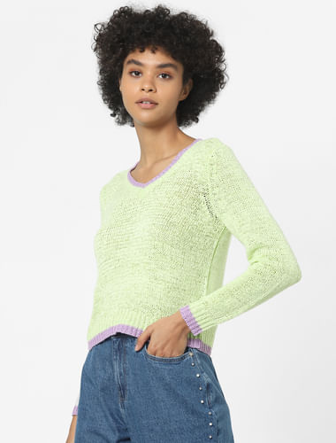 Green V-Neck Pullover