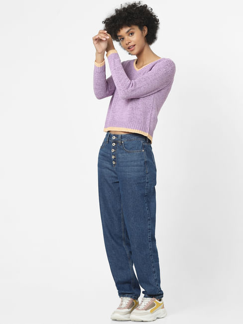 Purple V-Neck Pullover