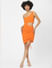 Orange One-Shoulder Cut-Out Dress