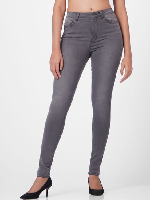 Grey High Rise Skinny Jeans 