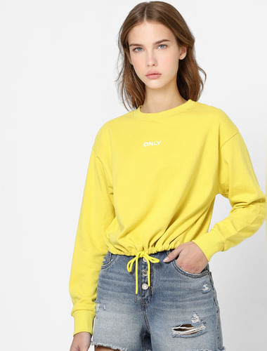 Yellow Logo Print Sweatshirt