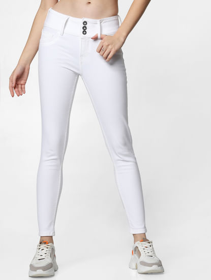 White High Rise Skinny Jeans