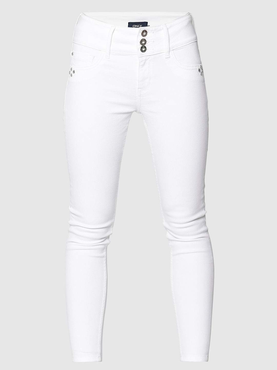 high waisted white denim