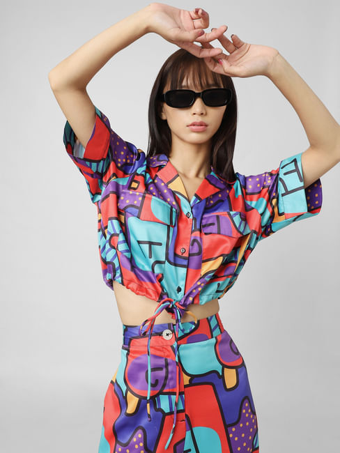 Red Abstract Print Co-ord Shirt