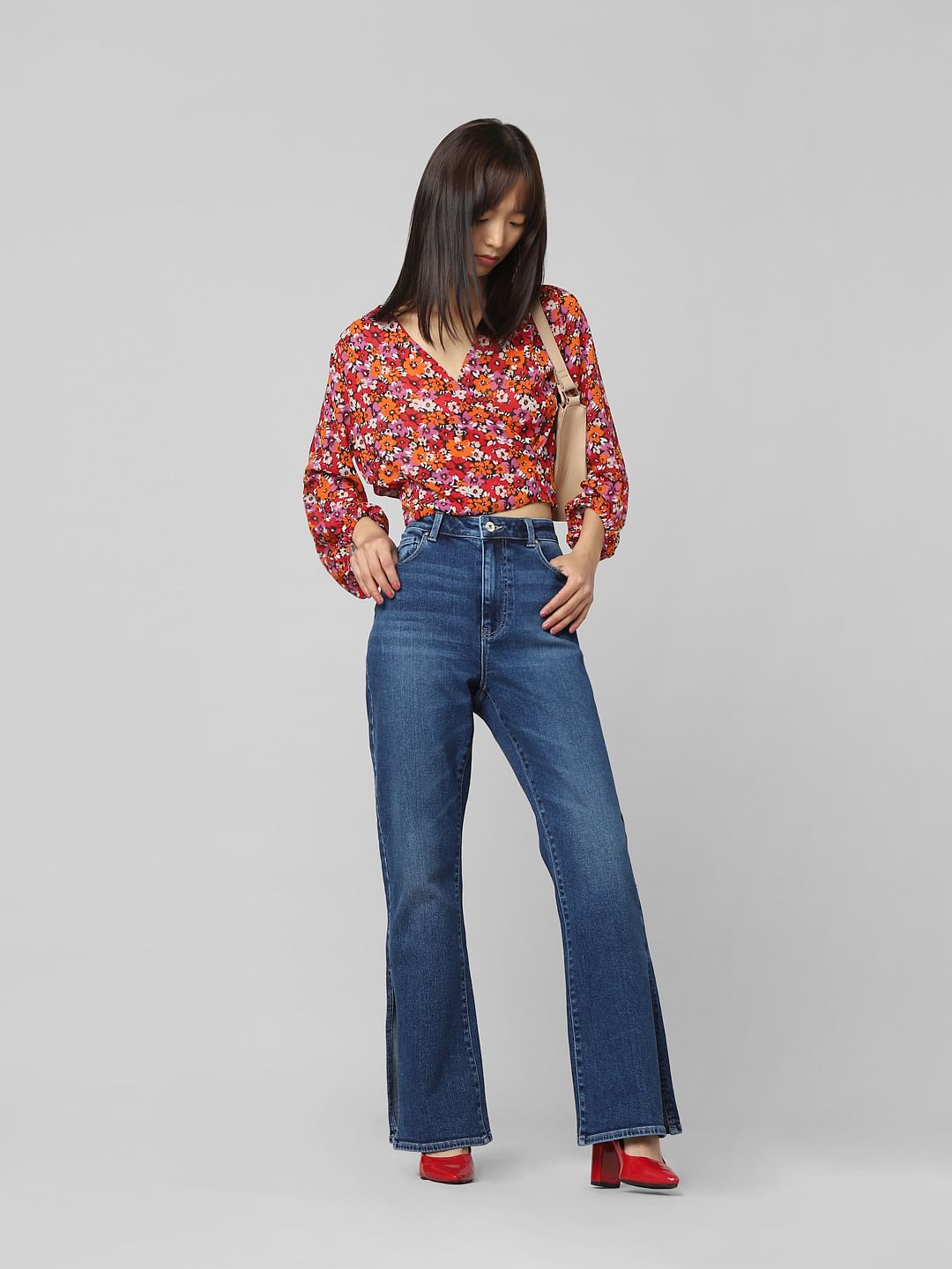 High waisted wide on sale leg flare jeans