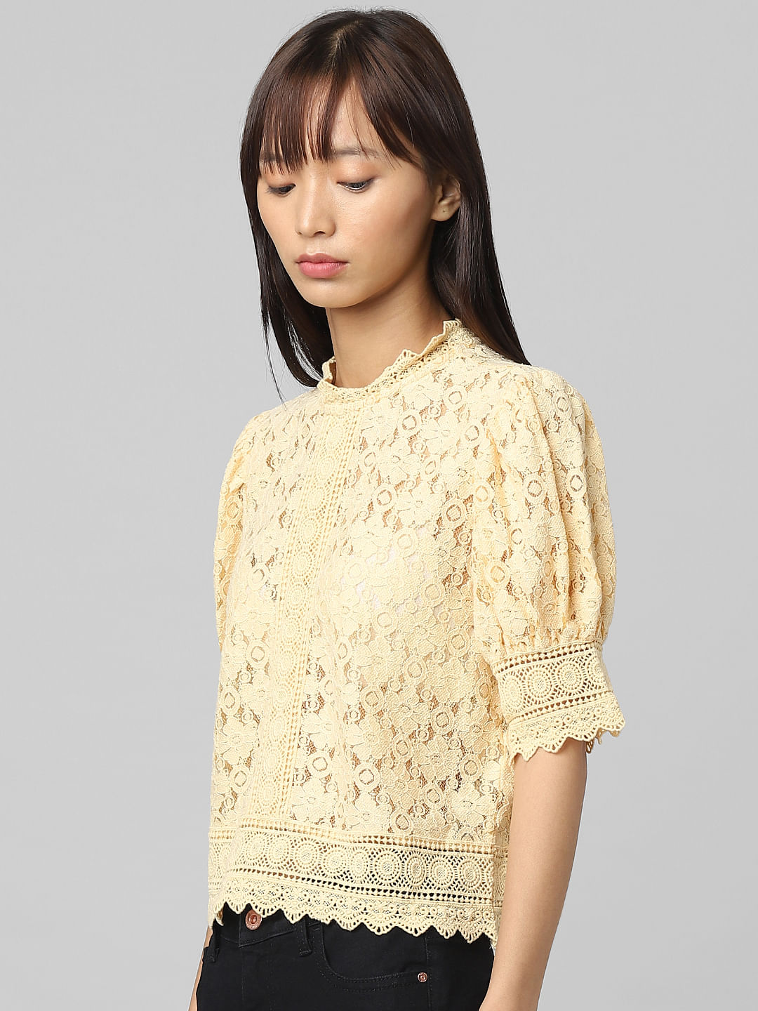 Yellow Lace Top|281274801-Buff