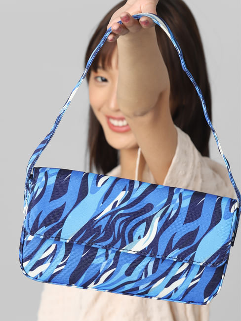 Blue Printed Canvas Shoulder Bag