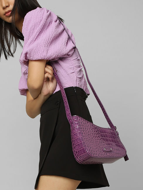 Purple Croc Embossed Bag