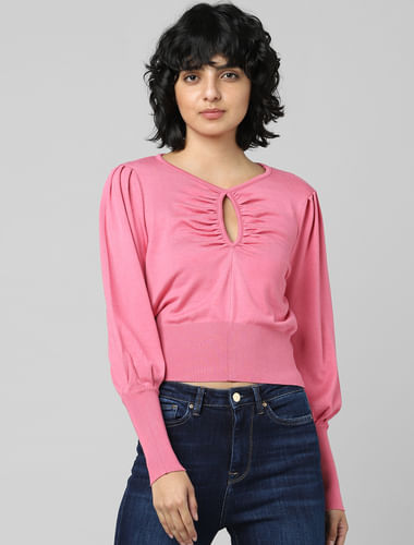 Pink Cut-Out Detail Pullover
