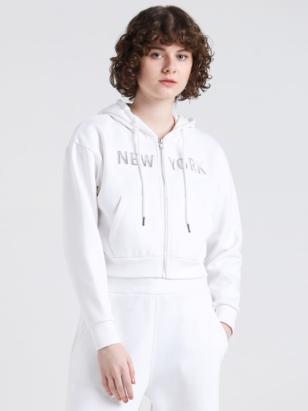 Women's white hooded online sweatshirt