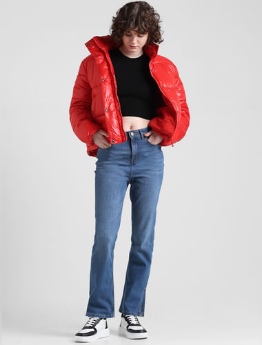 Red Short Puffer Jacket