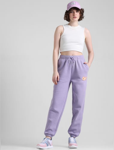 Purple Mid Rise Regular Fit Sweatpants