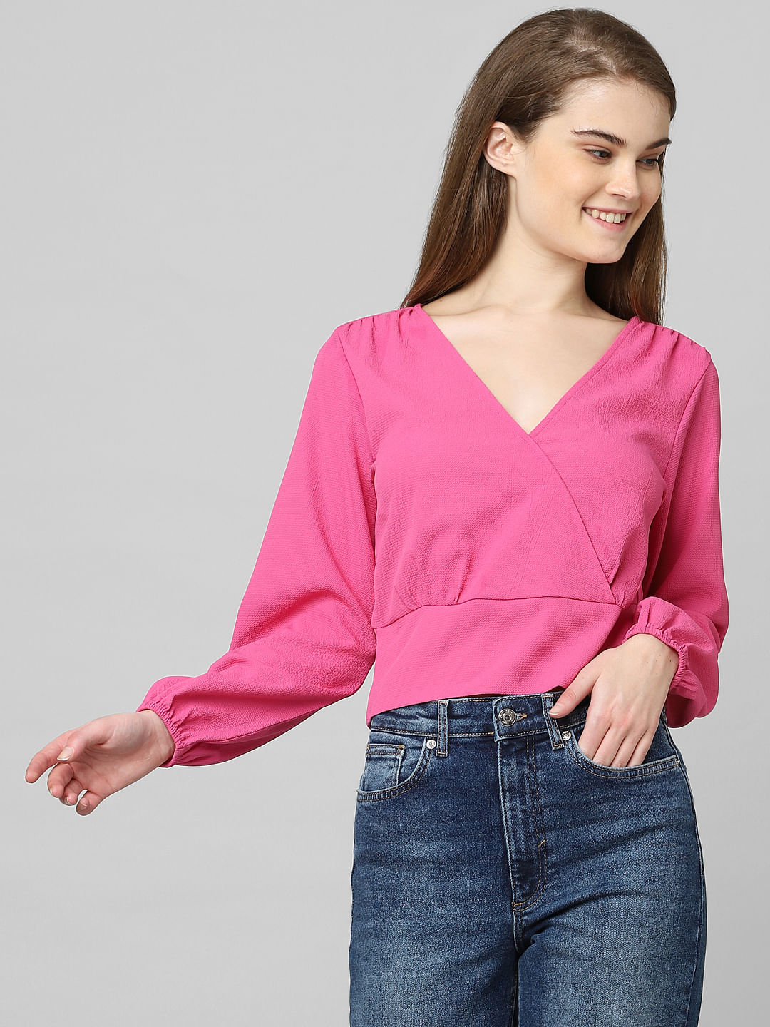 Fashion Shirts V-Neck Shirts Filippa K V-Neck Shirt pink flecked casual look 
