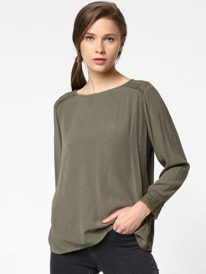 Green Cut Out Detail Top