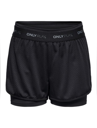 PLAY CURVY Black Double Layered Training Shorts