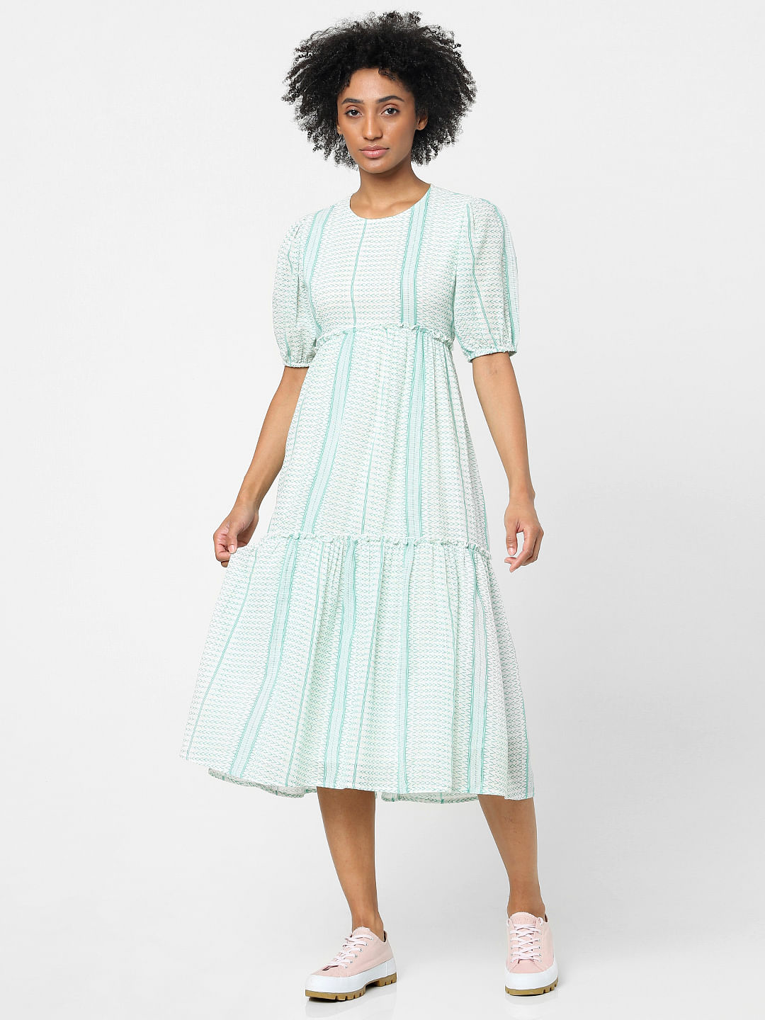 Buy VARANGA Womens Round Neck Printed Midi Dress | Shoppers Stop