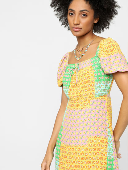 Multi-coloured Printed Midi Dress