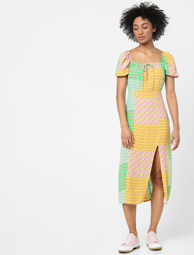 Multi-coloured Printed Midi Dress