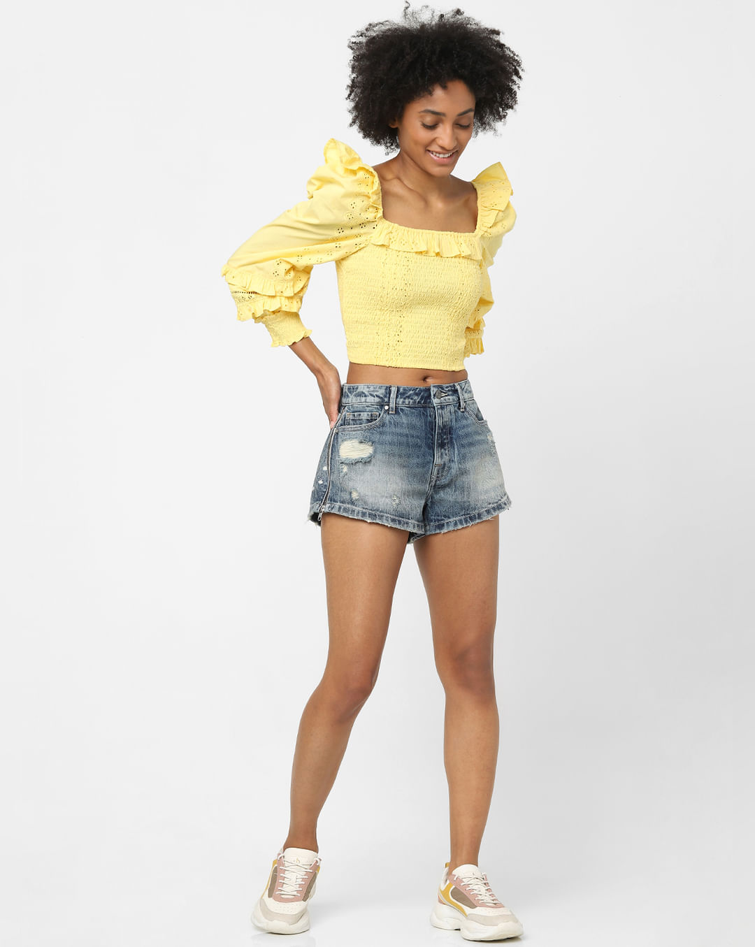 Lace Up Long Sleeve Crop Top — YELLOW SUB TRADING