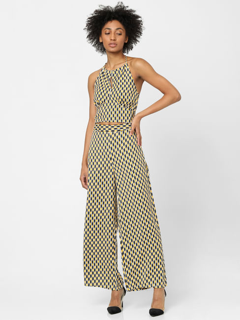 Yellow Printed Co-ord Top