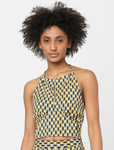 Yellow Printed Co-ord Top