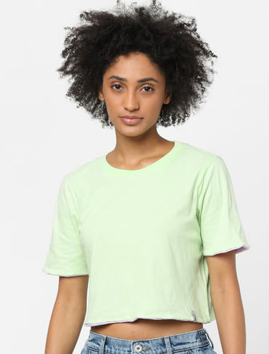 Green Reversible Cropped T-shirt