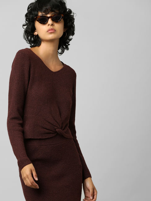 Maroon Knot Detail Co-ord Pullover