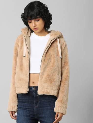 Brown Fur Hooded Jacket