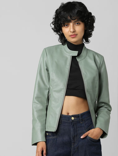 Green Faux Leather Jacket